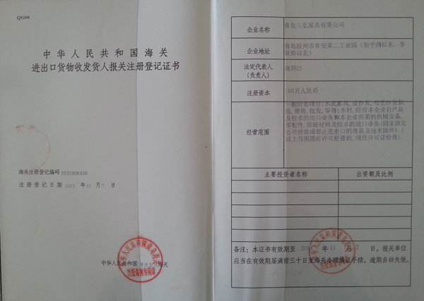 Registration certificate and export goods